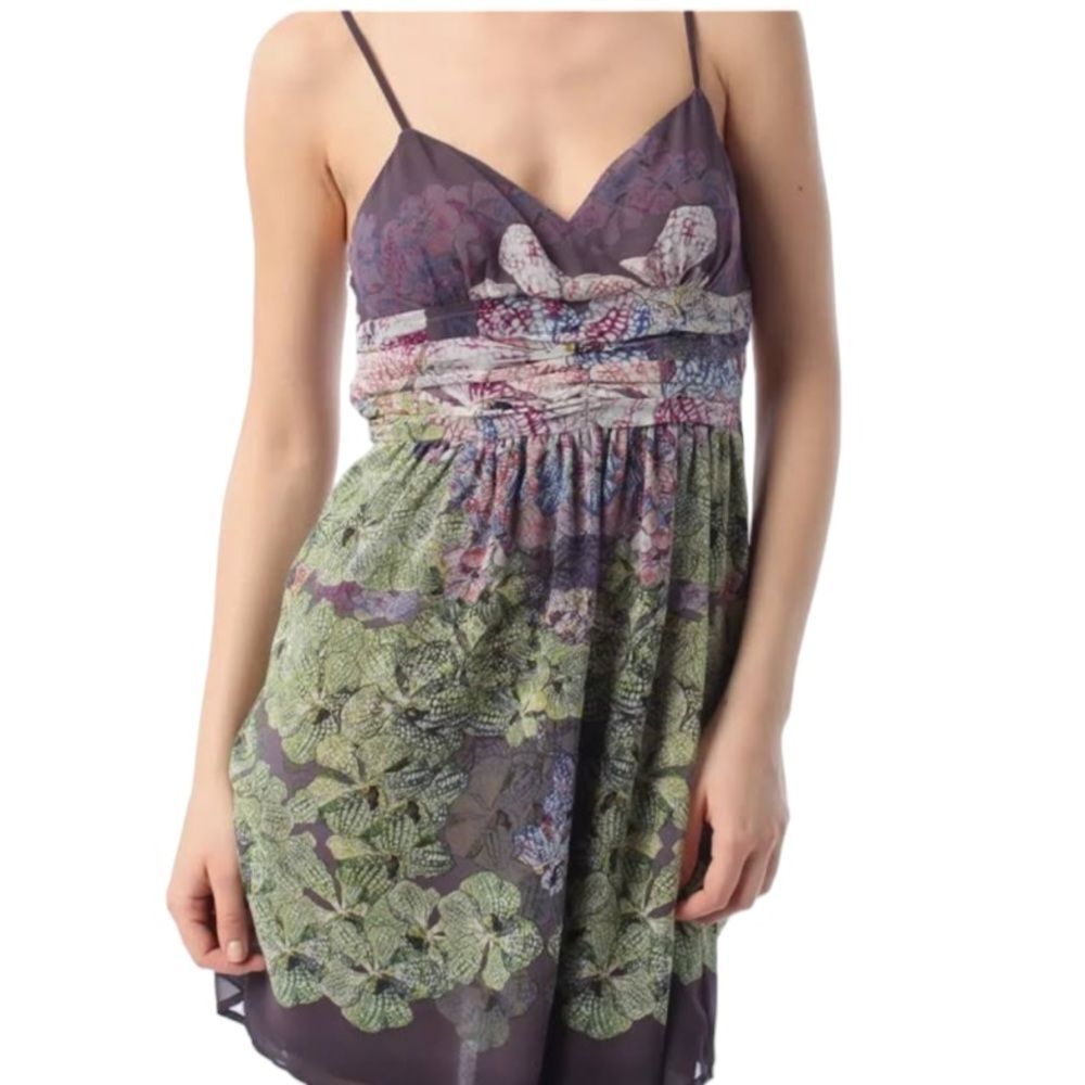UO Staring at Stars purple green babydoll dress floral size 2